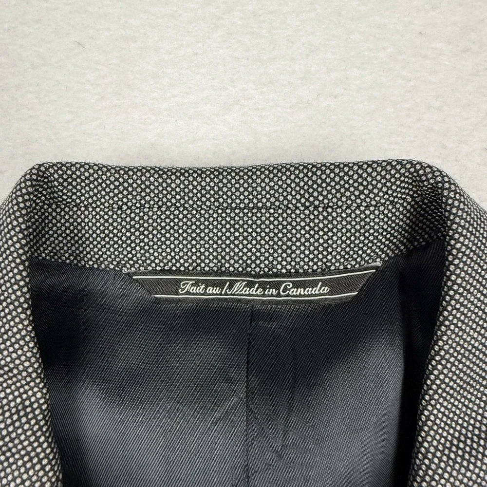 Jack Victor Suit Jacket Mens 39R Gray Geometric Wool Orleans 2 Button Canada